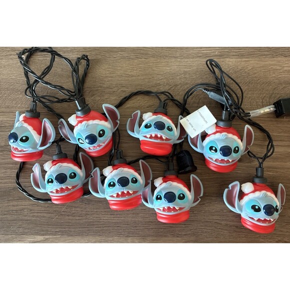 Disney Christmas Santa Stitch Blinking Holiday LED String Lights 8.5ft Long, 8pc - Picture 3 of 8